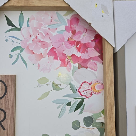 Wall Art Framed Set Of 4. Family, Cherish, Faith, Dream With Floral Acc… - Picture 3 of 9